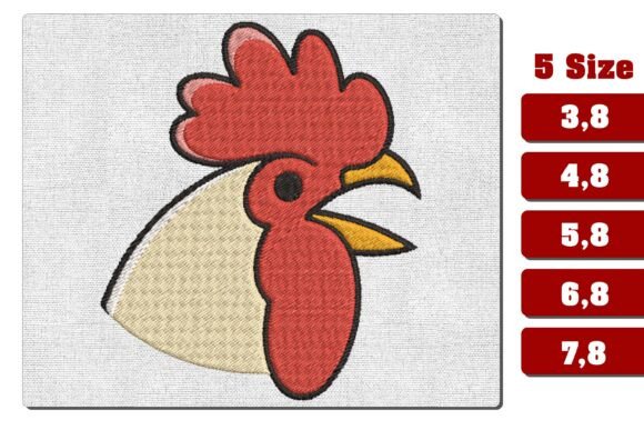 Cute Rooster Head Farmhouse Embroidery