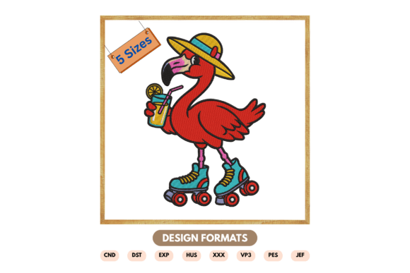 Flamingo Roller Skating Embroidery File Review