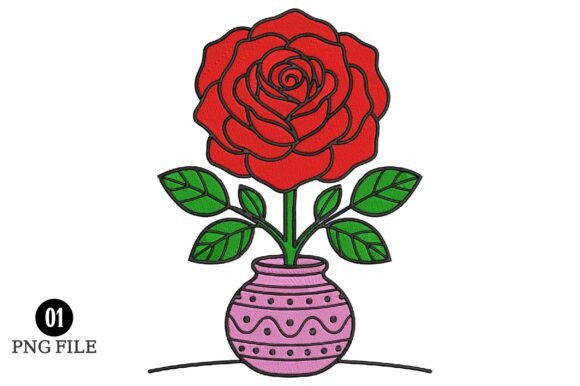 Rose in Pot Embroidery Design: A Boutique Review